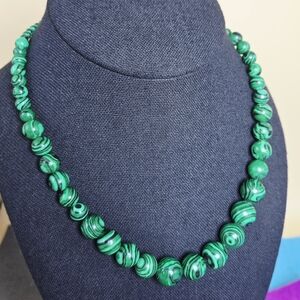 Striking Green Black Beaded Necklace